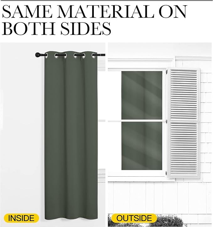 NICETOWN Thermal Insulated Curtains Blackout Draperies, Window Treatment Solid Grommet Room Darkening Drape Panels for Bedroom (Dark Mallard, Set of 2, 55 by 68 inches Long)