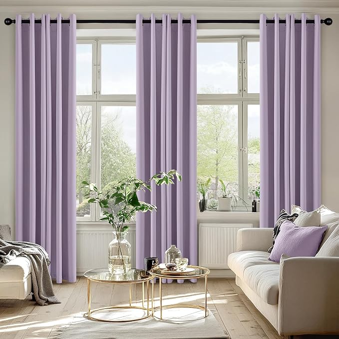 MIULEE Blackout Curtains for Bedroom 2 Panels 40 x 84 Inch Long Lilac | Thermal - Image 6