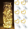 YKB 6 PCS Fairy Lights LED Starry String Lights with 20 Micro LEDs on 3.3FT/1m Copper Wire, Powered by 2xCR2032(Incl) Batteries, for Wedding Party Holiday Halloween Christmas Decorations, Warm White