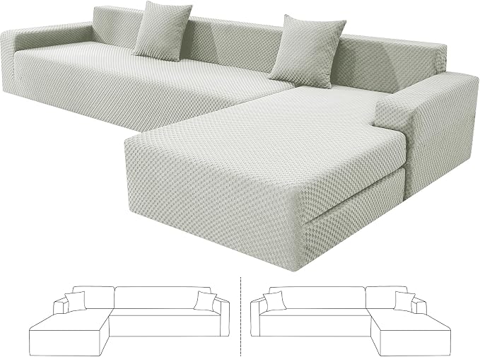 ZNSAYOTX Sectional Couch Covers, Stretch Jacquard Slipcovers by ZNSAYOTX