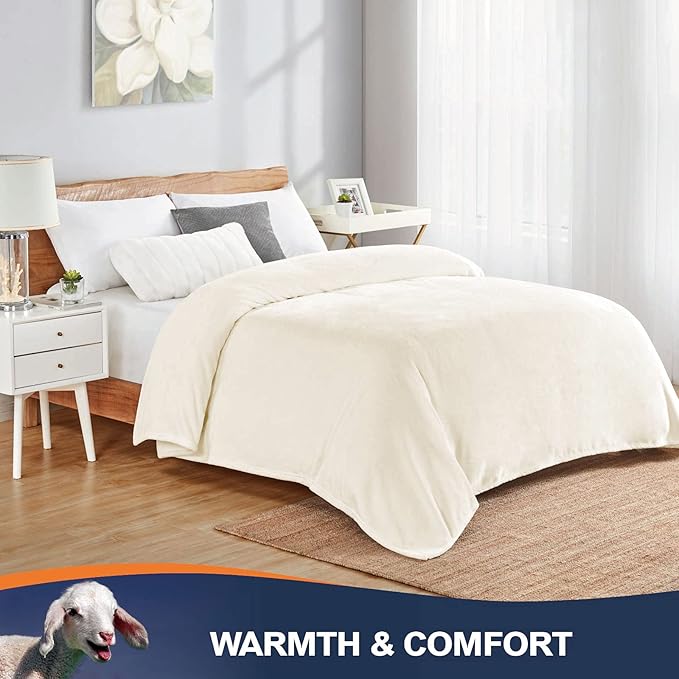 Walensee Fleece Blanket Plush Throw Fuzzy Lightweight (Throw Size 50x60 Cream) Super Soft Microfiber Flannel Blankets for Couch, Bed, Sofa Ultra Luxurious Warm and Cozy for All Seasons