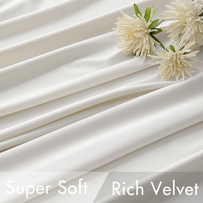 MIULEE White Velvet Curtains 52x90 inches Luxury Room Darkening Curtains | - Image 4
