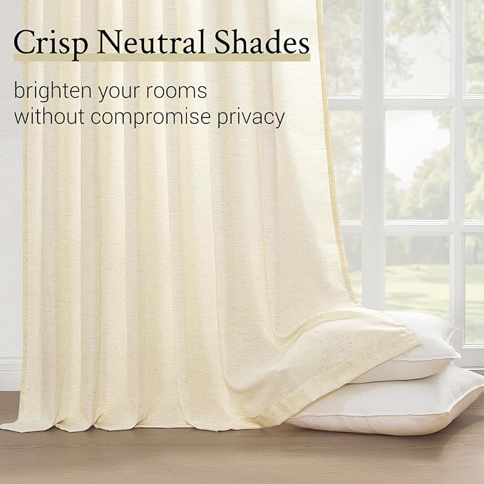 Topfinel 102 Inch Curtains 2 Panels Set, Two Packs Pinch Pleat Back Tab Linen - Image 5