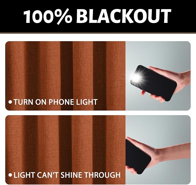 Yakamok Burnt Orange Linen Curtains 84 Inches Long - Image 2