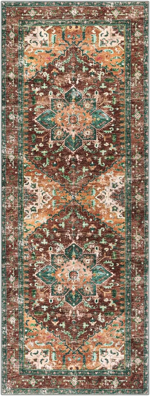 Yamaziot Washable Runner Rug, 2x6 Non-Slip Boho Vintage Hallway Kitchen Rug | - Image 2