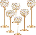 Crystal Candle Holders Set of 16 for Wedding Centerpieces Gold Or Silver Candle Holders Bulk Decorative Tealight Candle Holder for Wedding, Party,Table Centerpieces Decoration (Golden, 2 Sets(6 Pcs))