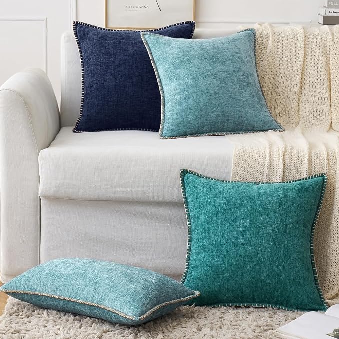 MIULEE Decorative Euro Sham Pillow Covers 24x24 Inch Navy Blue 2 Pack | - Image 7