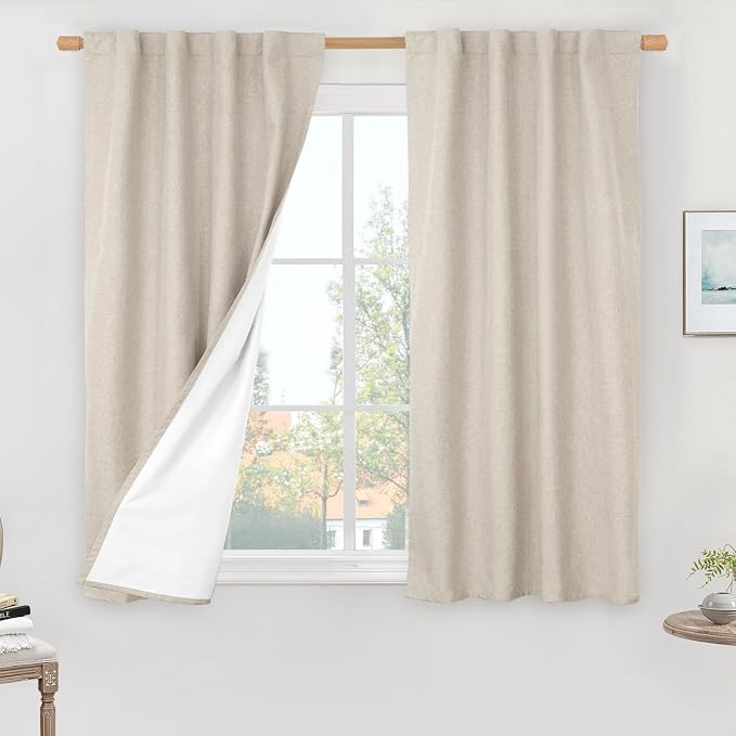 54 Inch Linen Full Blackout Window Curtains by LAMIT