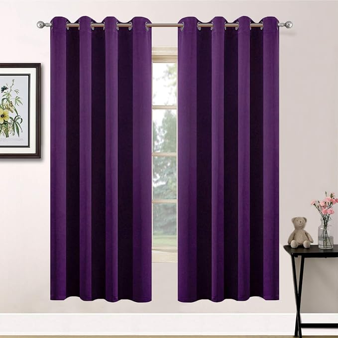 Yakamok Room Darkening Curtains 52x63 inch Length Purple-Living Room | 2 panels by Yakamok