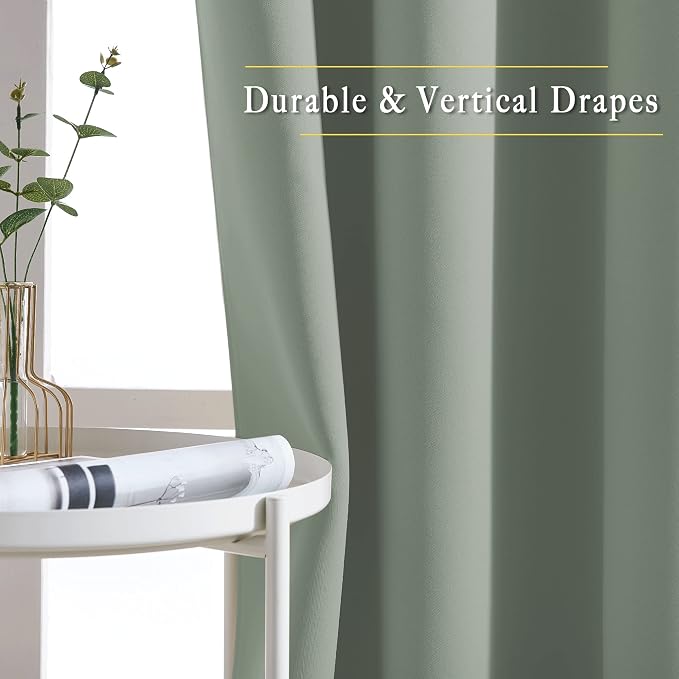 NICETOWN Sage Green 80 inch Doorway Curtains, Thermal Drapes Grommet Privacy - Image 5