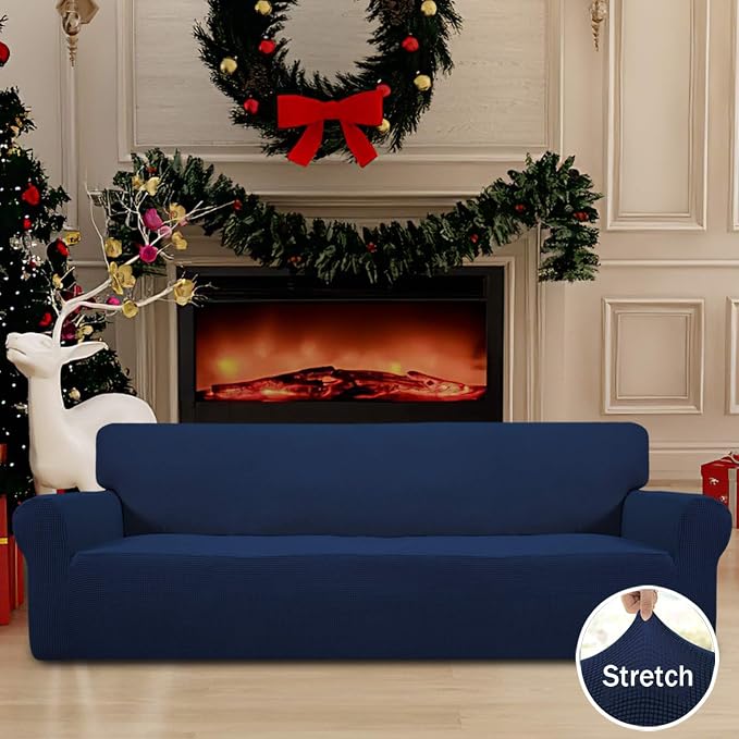 Easy-Going Stretch 4 Seater Oversized Sofa Couch Cover Navy | 1-Piece Extra - Image 2