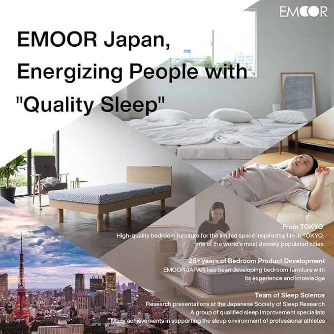EMOOR Japanese Futon Mattress CLASSE Small-Twin Made in Japan White, Foldable Floor Sleeping Bed Tatami Mat