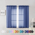 Royal Blue Sheer Curtains 54 Inch Length 2 Panels, Voile Light Filtering by Lecloud