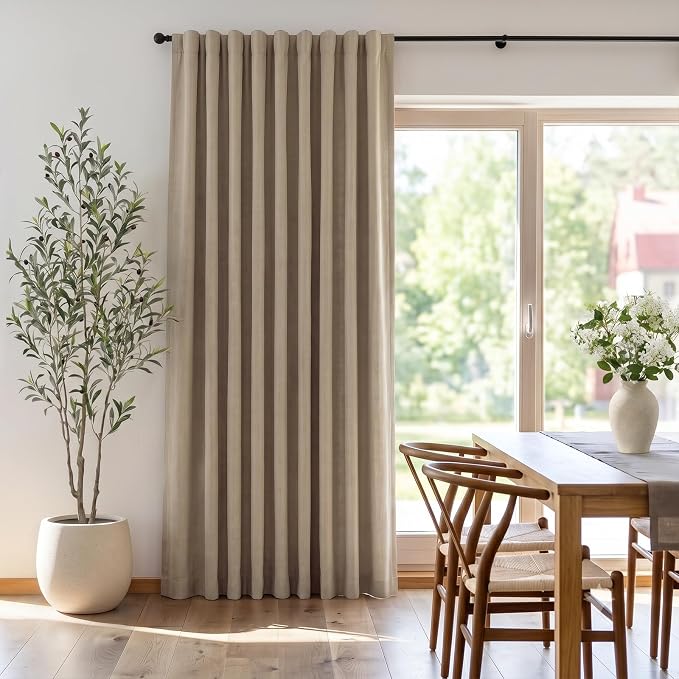 INOVADAY Extra Wide 100% Blackout Linen Curtains 102x90 Burlywood Birch | Linen - Image 6