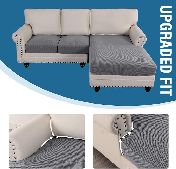 H.VERSAILTEX Sectional Couch Covers 3 Pieces Sofa Seat Cushion Covers L Shape - Image 7
