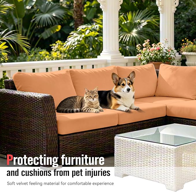 8Pcs Outdoor Cushion Covers, Stretch Patio Furniture Couch Chair Slipcovers | - Image 3