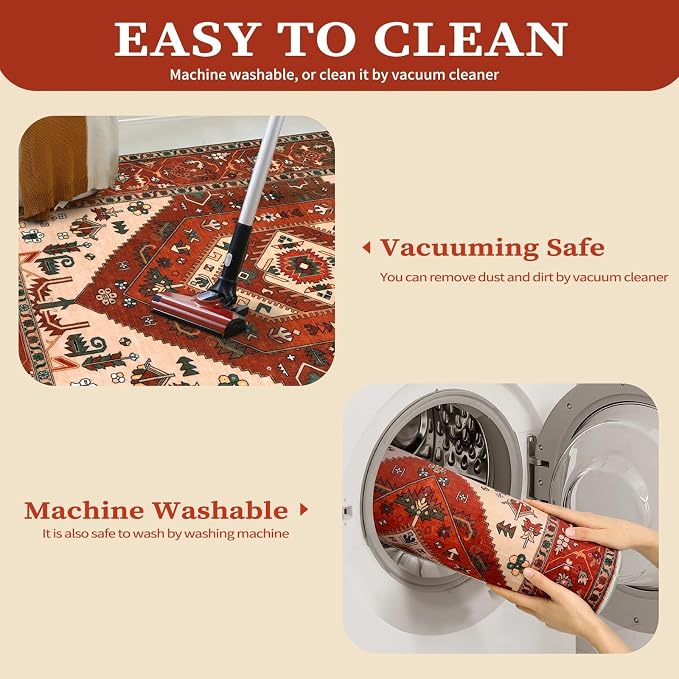 SERISSA 9x12 Washable Non Slip Boho Area Rug - Image 4
