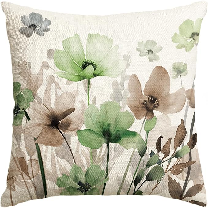 AVOIN colorlife Poppy Flowers Fall Spring Throw Pillow Cover 18x18 Inch | by AVOINcolorlife