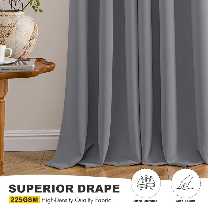MIULEE Blackout Curtains for Bedroom 2 Panels 40 x 45 Inch Long Light Gray | - Image 5