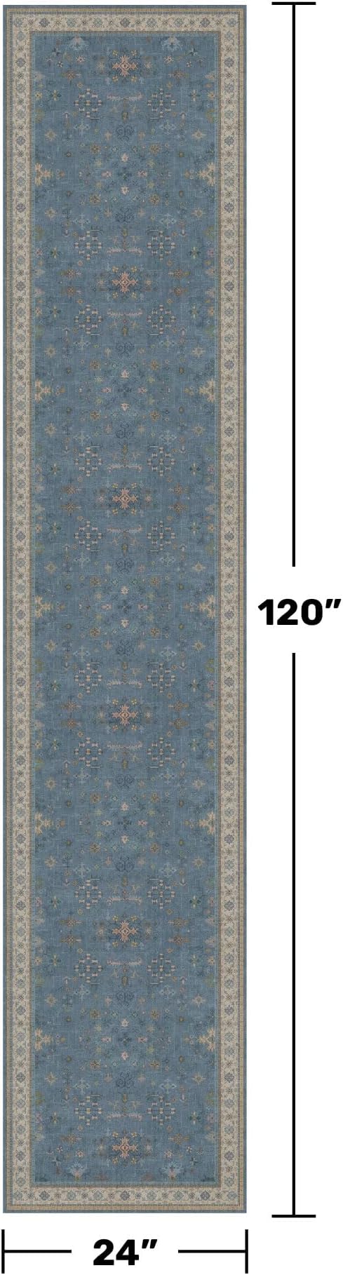 Non Slip 10ft Long Hallway Runner Rug Blue - Image 2
