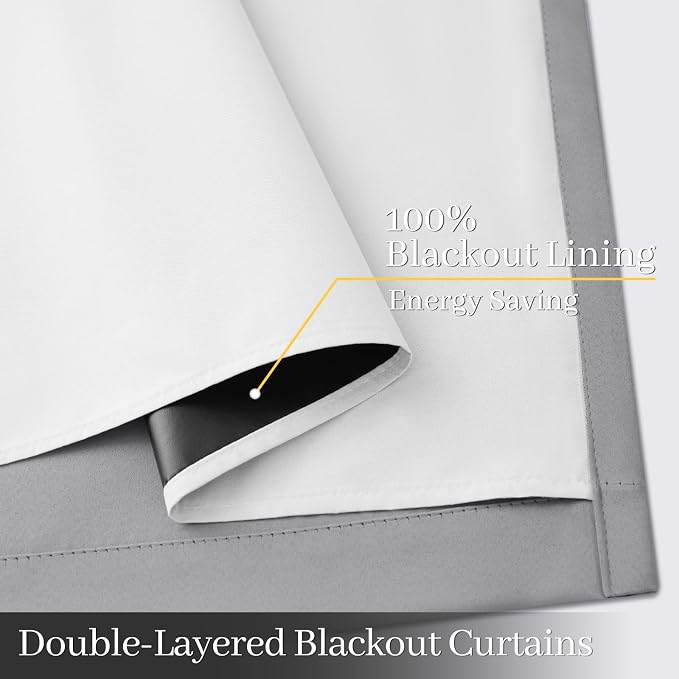 Yakamok Dove Grey 100% Blackout Curtains 63 Inches Long 50" Wide 2 Panel | - Image 3