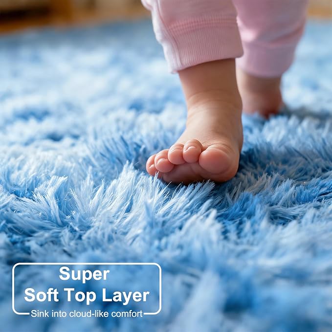 Amdrebio Tie-Dyed Light Blue Round Rug 4Ft - Image 4