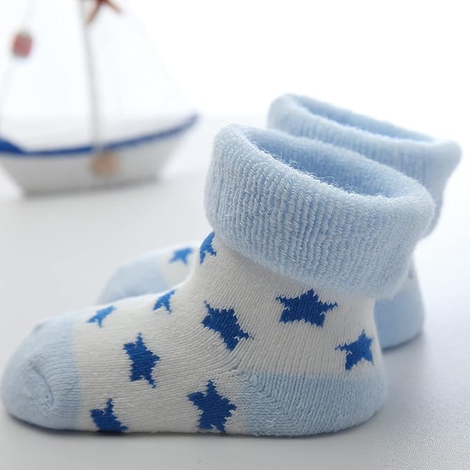 Unisex Baby Terry Socks 5-Pack for Baby boy and girl 0-12 Months Warm Cotton Socks