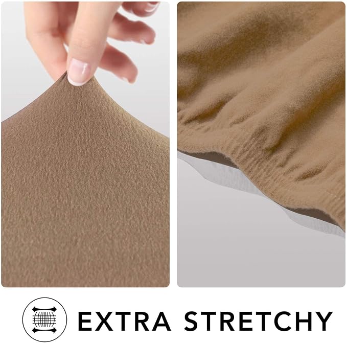 PureFit Stretch Couch Covers for Sofa 4 Seater Slipcovers Camel | 1-Piece Sofa - Image 4