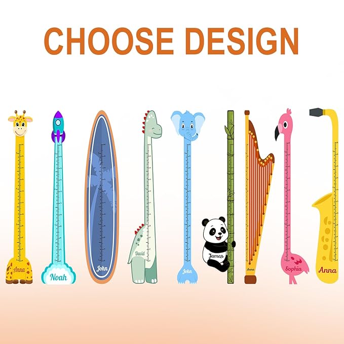 Personalized Growth Chart for Wall, Wooden Height Chart for Kids, Cute Height Measurement for Child/Girls/Boys, Baby and Toddler's Playroom/Kid's Room/Nursery Decor, Elephant