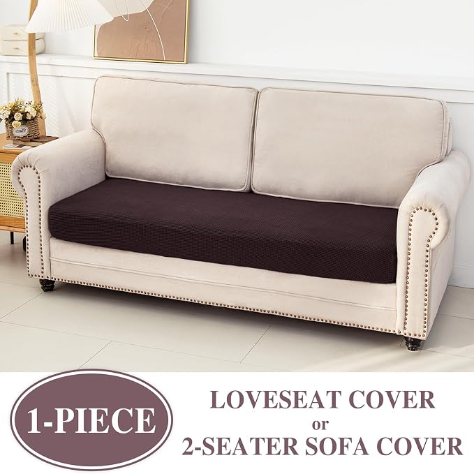 LA MEACK Couch Cushion Cover Loveseat Cover or 2 Seat Sofa Cover Washable - Image 2