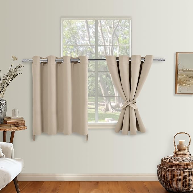 RV Blackout Curtains for Bedroom 52 x 30 Inches Long Taupe 2 Panels | Thermal - Image 7