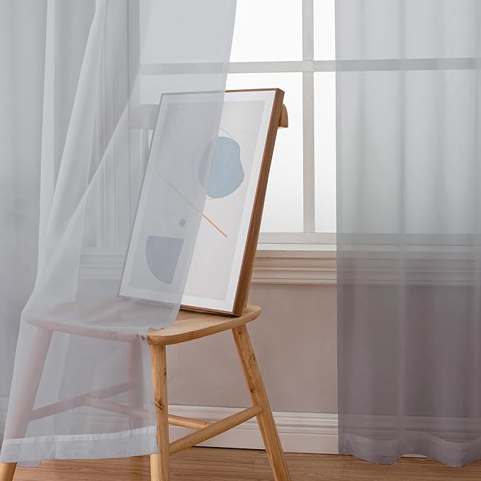 Sheer Curtains 72 Inches Long for Living Room Bedroom, Rod Pocket Fimly Voile - Image 3