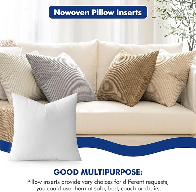 MIULEE Pillow Insert 20x20 Inch Decorative Square Throw Pillow Inserts | - Image 2