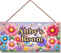 Personalized Name Vintage Flowers Sign For Girls Room Nursery Door Butterfly Wood Plaque Hanging Wall Art Decor For Kids Bedroom Nursery Home Kitchen Garden Yard Wall Bedroom Club