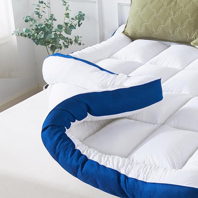 WhatsBedding 5 Inch Memory Foam Twin Mattress Topper 100% Cotton Top, Filled with Breathable & Soft Memory Foam Pillow Top,4 Elastic Straps, 75x39x5 Inch, Twin