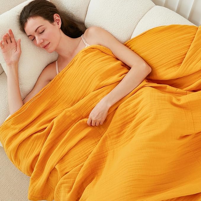 EMME Muslin Blankets for Adults Throw Blanket for Couch Breathable Gauze Soft - Image 3