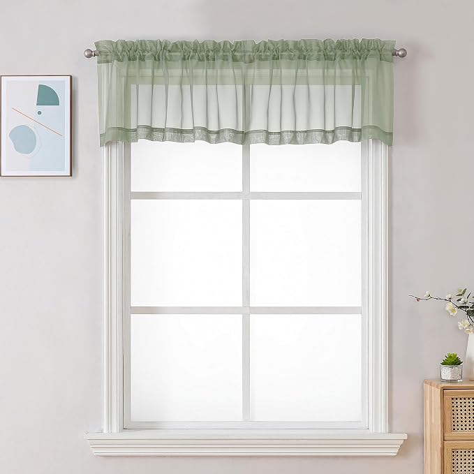 Chyhomenyc Sage Green Sheer Valance by Chyhomenyc