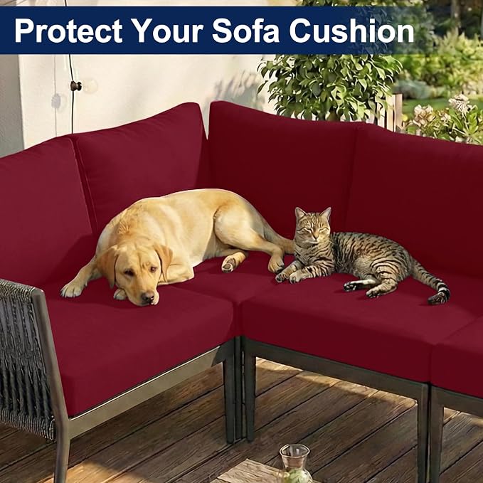 Smiry Waterproof Patio Cushion Covers, Stretch Outdoor Furniture Covers | Couch - Image 8