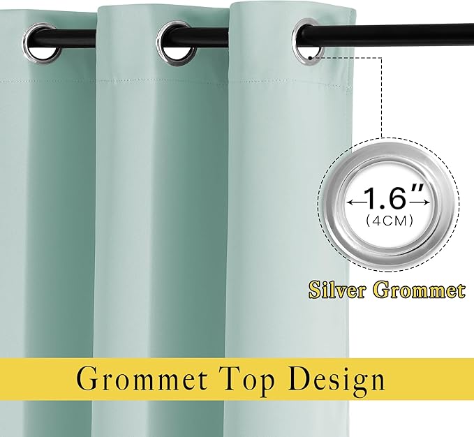 NICETOWN Insulated Blackout Curtains and Drapes - Microfiber Energy Saving Thermal Insulated Solid Grommet Blackout Draperies for Kitchen (1 Pair, 66 inches by 54 Inch, Aqua Blue)