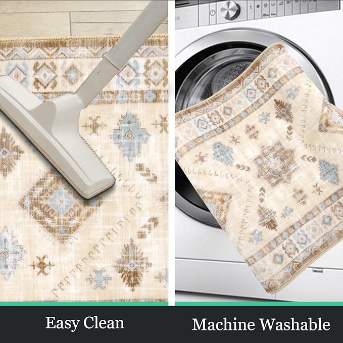 HEBE Boho Kitchen Rugs Set of 3, Non Slip Washable Kitchen Mats - Image 5