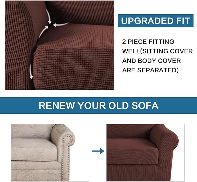 H.VERSAILTEX 2 Piece Couch Cover Stretch Stylish Chair Cover Furniture - Image 6