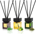 Reed Diffuser Set of 3, White Birch Cedar & Oud Bergamot & Green Tea Tree Essential Oil, 15 Diffuser Sticks, Hotel Collection Bathroom Air Fresheners, 50ml Home Fragrance for Room Decor