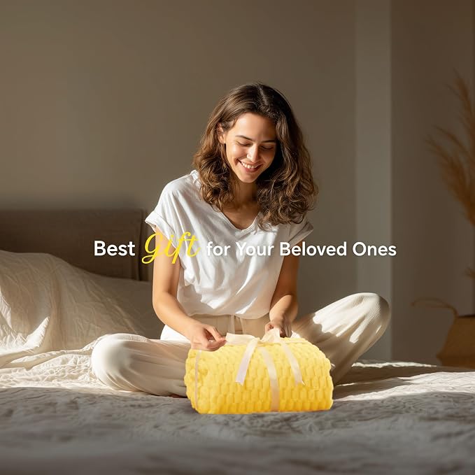 BEDELITE Light Yellow Twin Blanket - Image 2