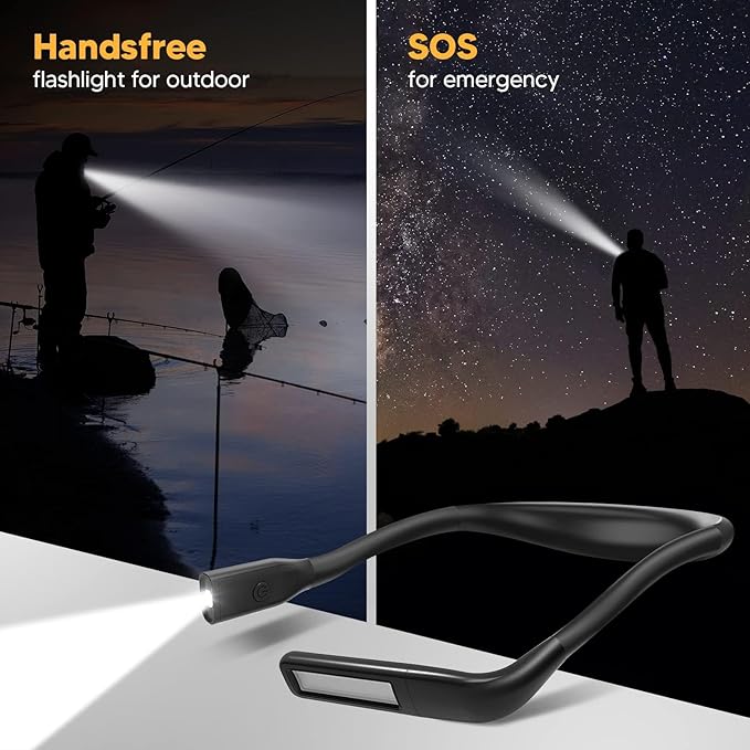 Neck Reading Light Book Lovers Gifts,Rechargeable Book Light for Reading at Night in Bed Reading Accessories, Crochet Accessories Knitting Gifts for Mom Christmas Stocking Stuffers for Men Women