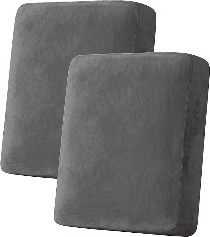 H.VERSAILTEX Velvet Stretch Couch Cushion Cover Plush Cushion Slipcover by HVERSAILTEX