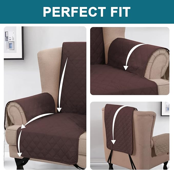 Turquoize 100% Waterproof Wing Chair Cover Wing Armchair Slipcovers Chair Couch - Image 5
