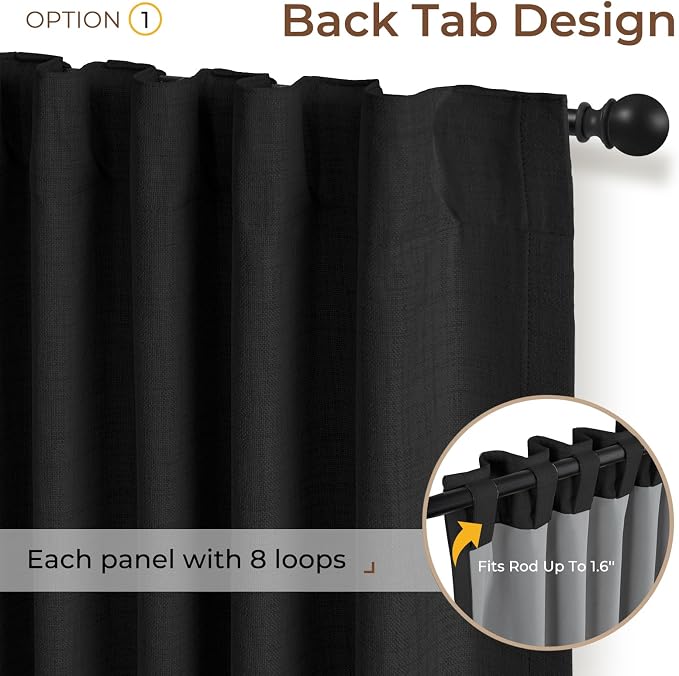INOVADAY 100% Blackout Linen Curtains - Image 3