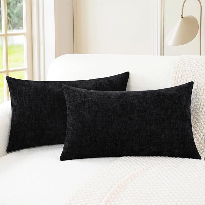 CaliTime Decorative Couch Throw Pillow Covers 26 X 16 Inches Black | Pack of 2 by CaliTime