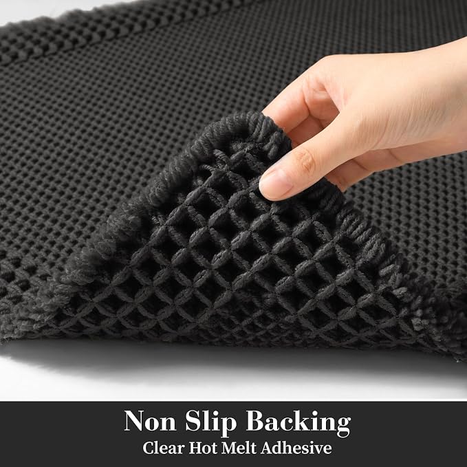 RESARE Waffle Bath Mat for Bathroom, Non Slip Bathroom Rugs 17"x24" Black | - Image 4