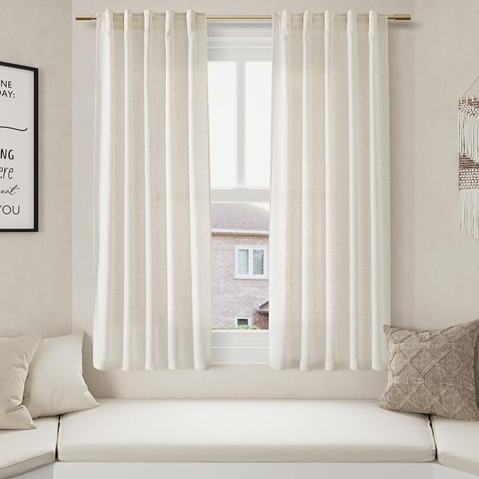 Linen Curtains 63 Inch Length 2 Panels Set - Image 5